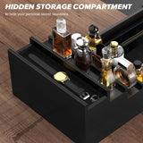 upcessory Cologne Organizer for Men, 4 Tier Black Wood Perfume Organizer with Felt Lining Drawer and Hidden Compartment, Perfume Display Holder, A Gift for Men upcessory