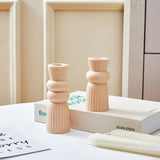 Denique Ceramic Candle Holders Set of 2, Creative Modern Knot Candlestick Holder Set, Table Centerpiece Taper Candle Holders Desktop Decoration for Home Decor, Wedding, Dinning, Party (Beige) Denique
