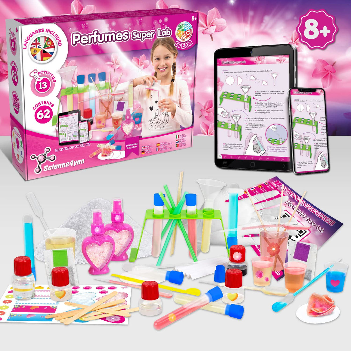 Science4you Super Perfume Making Kit for Kids 8+ Years Old - Make Your Own Perfumes for Girls + 13 DIY Crafts for Kids, Toys, Games and Gifts for Girls Age 8 9 10 11 12+ Science4you