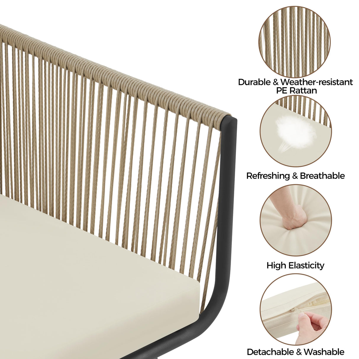 Yaheetech 3-Piece Patio Furniture Set, Outdoor PE Rattan Wicker Bistro Set w/ 2 Chairs & Tempered Glass Top Table & Cushions, for Poolside/Porch/Garden/Yard Yaheetech