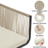 Yaheetech 3-Piece Patio Furniture Set, Outdoor PE Rattan Wicker Bistro Set w/ 2 Chairs & Tempered Glass Top Table & Cushions, for Poolside/Porch/Garden/Yard Yaheetech