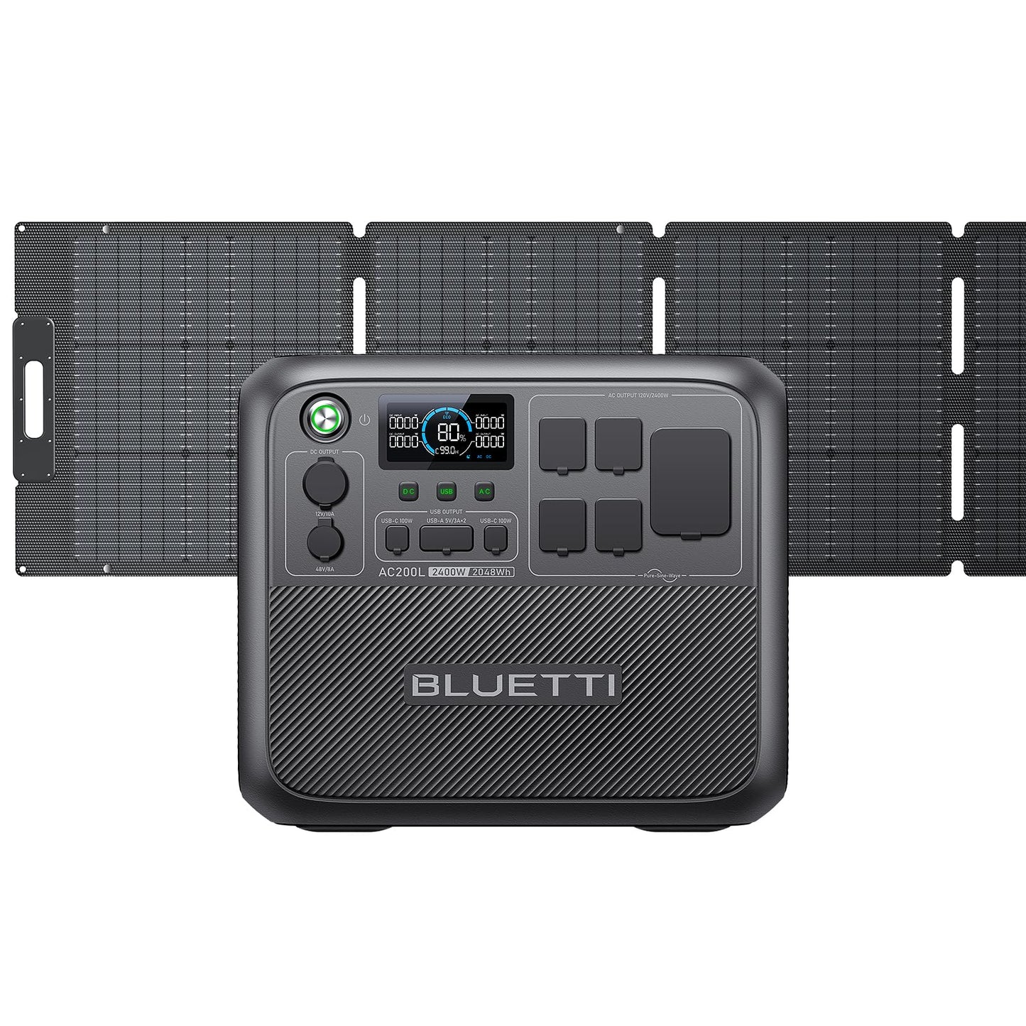 BLUETTI Portable Power Station AC200L with 200W Solar Panel Included, 2048Wh LiFePO4 Battery Backup w/ 4 2400W AC Outlets (3600W Power Lifting), Solar Generator for Camping, Home Use, Emergen - WoodArtSupply