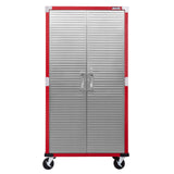 Seville Classics UltraHD Solid Steel Rolling Lockable Metal Storage Cabinet Locker Organizer w/Adjustable Shelves for Garage, Warehouse, Office, Classroom, 36" W x 18" D x 72" H, Red Seville Classics