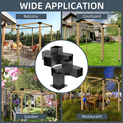 LITLANDSTAR Pergola Kit, Pergola Brackets 3-Way & 4-Way Right Angle Corner Bracket with Post Base Woodworks DIY Pergola Hardware Kit Elevated Wood Stand Kit 12 Pack with Screws for Gazebo 4”x - WoodArtSupply