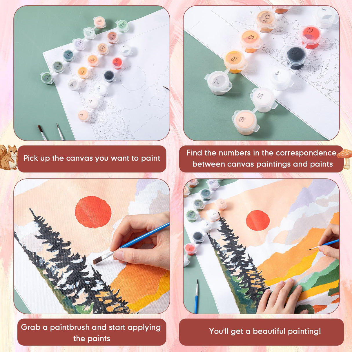 Gueevin 10 Pack Paint by Number DIY for Adults Paint by Numbers Acrylic Painting Kits Canvas, Without Frame, Simple Oil Painting for Spring Summer Gift Wall Decor 12 x 16 inch(Mountain Style) Gueevin