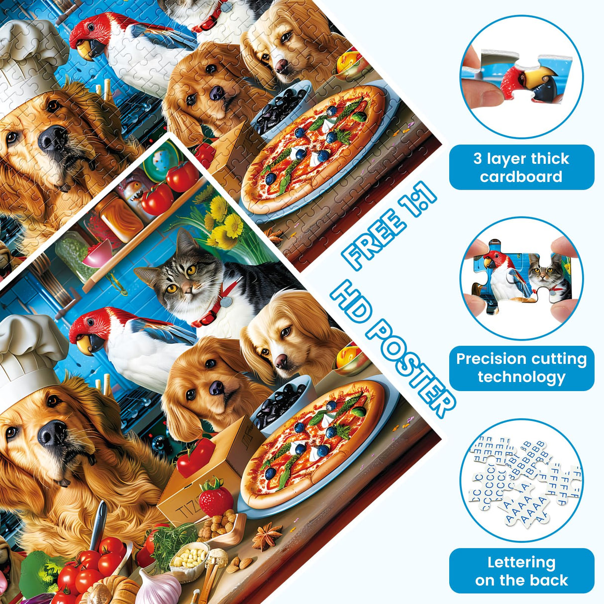 500 Piece Puzzles for Adults, Funny Puppy Animal Jigsaw Puzzles, Food Kitchen Jigsaw Puzzle, Animal Pet Lover Challenging Puzzles for Friends Family Activity Game Nights Gifts, 20.5×15 in VOLUVOLU