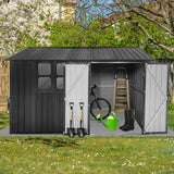 Jintop 10x12 FT Metal Garden Sheds,Outdoor Storage Shed with Waterproof Roofs and Lockable Doors,Clearance Tool House w/Punched Vents,Aluminum Frames Box for Storing Bicycles,Lawnmowers,Dark-Grey Jintop