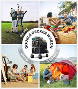 everyfun Pro Collapsible Wagon Double Decker,Wagons Carts Foldable,Heavy Duty Wagon Camping Sports Garden Grocery,Utility Wagon for All Terrain Black everyfun Pro