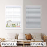 Linen AVENUE Cordless Faux Wood Blind White 25 W x 36 H, Outside Mount Linen AVENUE