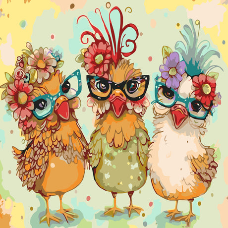 mrpwnle Paint by Numbers Kit for Adults Beginner, Adult Chicken Paint by Number Kits on Canvas, DIY Chicken Acrylic Watercolor Oil Paint by Number for Adults for Home Decor Gift 16x16 Inch mrpwnle
