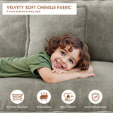 WorthFurni 146” Oversized Modular Sectional Sofa, U Shaped Cloud Couch Set for Living Room, 4-Seater Comfy Chenille Couches with 2 Movable Ottomans, DIY Combination （Grey） WorthFurni