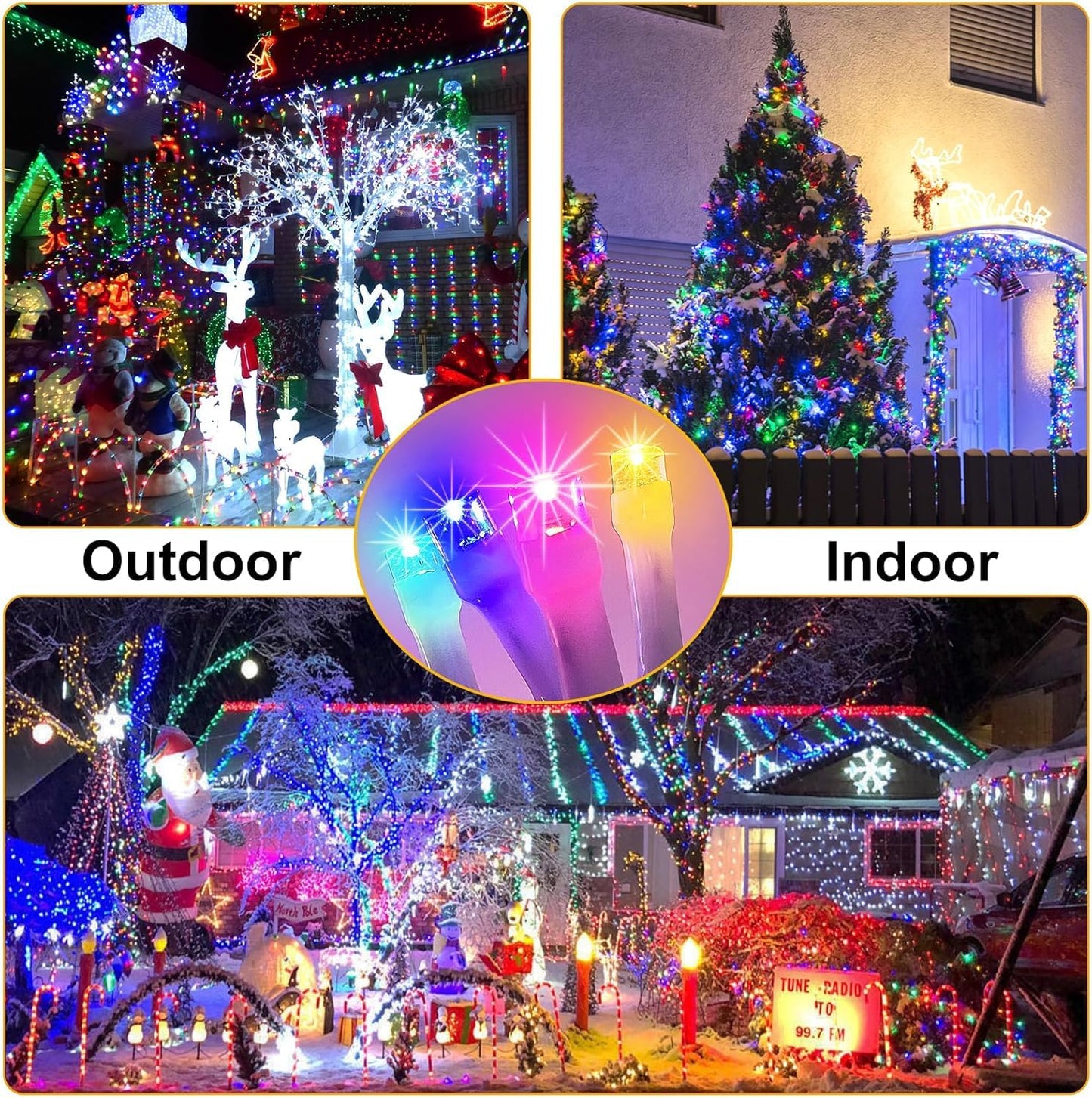 FLVOECN 393Ft 1000LED Christmas Lights Outdoor Decorations 8 Modes & Memory Timer Christmas Lights with Plug in Waterproof Fairy String Lights for Xmas Wedding Party Holiday Decor