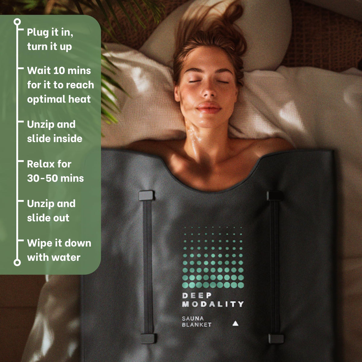 Mineral - Infrared Sauna Blanket | Detox, Wellbeing & Recovery | Highest Grade Materials + Jade & Tourmaline for Enhanced Therapy, Adjustable Temp 77-176°F, 6ft x 3ft (Mineral Edition) Deep Modality