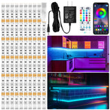 LAFULIT 10 PCS RGB Under Cabinet Lights Kit, App and Remote Control Led Strip Lights, Music Sync Color Changing Led Lights, Plug in Light for Cabinet, Counter, Shelf, Bookcase, 13ft LAFULIT