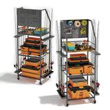 AQNTQCN Fishing Rod Holders for Garage, Fishing Pole Holders, 3-Tier Fishing Pole Rack Holds 12 Rods with Wheels for Garage, Basement or Indoor, For Fishing Rod Tackle Box Storage AQNTQCN