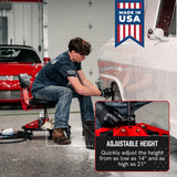 Vyper Robust Steel Sport Shop Chair for Mechanics, Automotive, DIY - 300 lb Capacity Garage Stool with Backrest and Large Wheels, Shop Stool (Black Seat, Blue Frame) Vyper Industrial