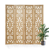 5.6Ft Room Divider Folding Wood Classical Carved Partition Screen for Home Office Garden - 4 Panels (Natural) Svimi