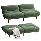 Homall Futon Sofa Bed, Modern Loveseat Futon Couch with Adjustable Backrest and Armrests, Sleeper Sofa Bed with Wood Frame for Living Room, Office, Apartment (Corduroy, Green) Homall