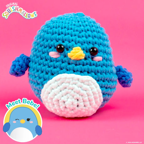 Squishmallow Original Bebe The Bluebird Crochet Kit, Includes Yarn, Crochet Hook, Starter Hooks, Step-by-Step Tutorials, Exclusive Crochet Kit for Beginners, DIY Craft, Crochet Kits, Great Teen Gifts Squishmallows