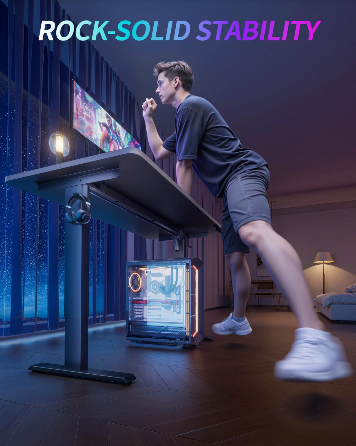 Standing Desk Electric Adjustable Computer Desk-Stand up Desk Office Gaming Home Office Memory Desks 48x24 inches Black BIZUM