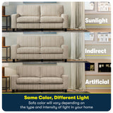 Serta Palisades 61" Track Arm Sofa, Easy Care Polyester, Soft Pillow Back, Pocket Coil Seat Cushions, Removable Covers, Loveseat or Couch for Small Spaces, Living Rooms or Bedrooms, Beige Serta