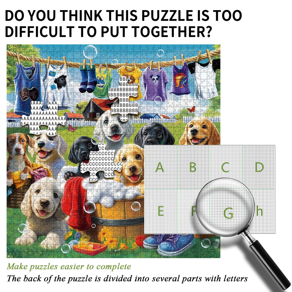 PICKFORU Dog Puzzles for Adults 1000 Pieces, Funny Animals Jigsaw Puzzles Golden Retriever, Difficult Puppy Puzzle as Wall Decor PICKFORU