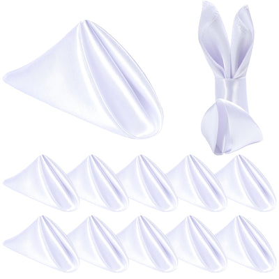 Homiest 12 Pack White Satin Napkins 20x20 Inches Dinner Napkins Decor, Square Decorative Napkins Silky Elegant Wedding Napkins, Smooth Table Cloth Napkins for Restaurant Banquet Graduation Party