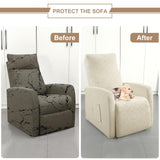 SearchI Recliner Chair Cover Jacquard Chair Covers 4 Piece, Small Recliner Sofa Slipcover for Home Theater Seating with Elastic Bottom, Recliner Protector with Pocket for Recliners, Beige SearchI