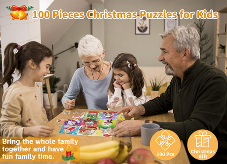 Bestbase Christmas Puzzle 100 Piece Puzzles for Kids - Christmas Cats, Multicolor Jigsaw Puzzles for Kids Ages 4-8 3-5 8-10, Stocking Stuffers Christmas Toys Cat Puzzle Kids Puzzles for Girls and Boys Bestbase