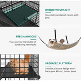 YITAHOME Metal Cat Cage Indoor: 3-Tiers DIY Kitten Enclosures Playpen Catio Kennels Pet Crate with Extra Large Hammock for Small Animals (Black) YITAHOME