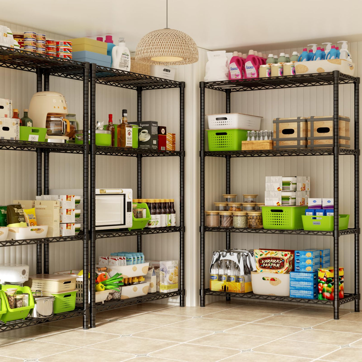 Storage Shelves Heavy Duty, 36" L x 14" W x 54" H Garage Wire Shelving Unit Loads 1400LBS, 4-Tier Adjustable Metal Industrial Utility Shelf Rack for Kitchen, Laundry Room, Pantry, Warehouse, Basement ROOMTEC