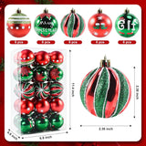30PCS Christmas Balls Ornaments - 2.36" Red Green White Xmas Balls Decoration, Shatterproof Christmas Balls Ornaments for Christmas Tree, Painting & Glittering Hanging Ball for Party Event(Style-25) AWSL