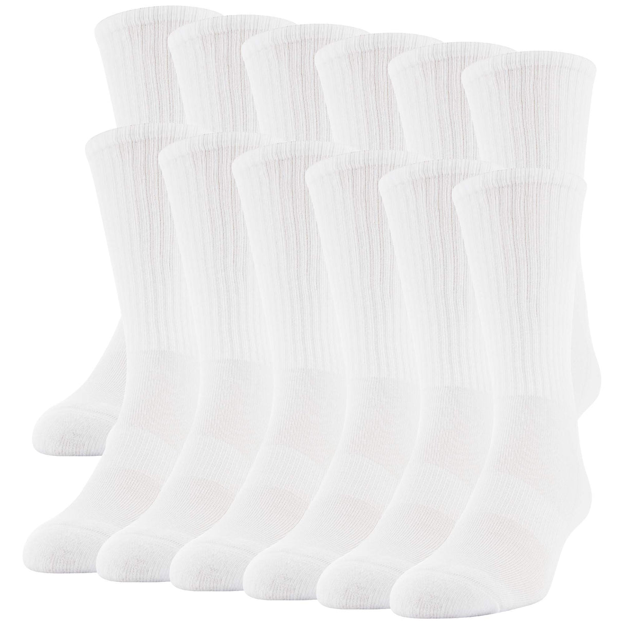 Gildan mens Performance Crew Socks, 12 Pairs Socks, White, Large US Gildan
