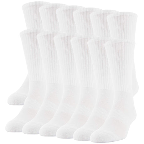 Gildan mens Performance Crew Socks, 12 Pairs Socks, White, Large US Gildan