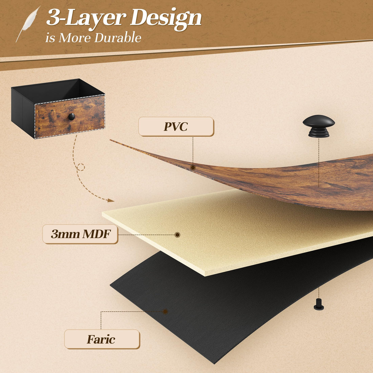 EnHomee 51.2" W Dresser for Bedroom with LED Lights, 13 Drawer Dresser for Bedroom, Long Dressers & Chests of Drawers with Shelves, Large Fabric Dresser for Closet Hallway, Rustic Brown EnHomee