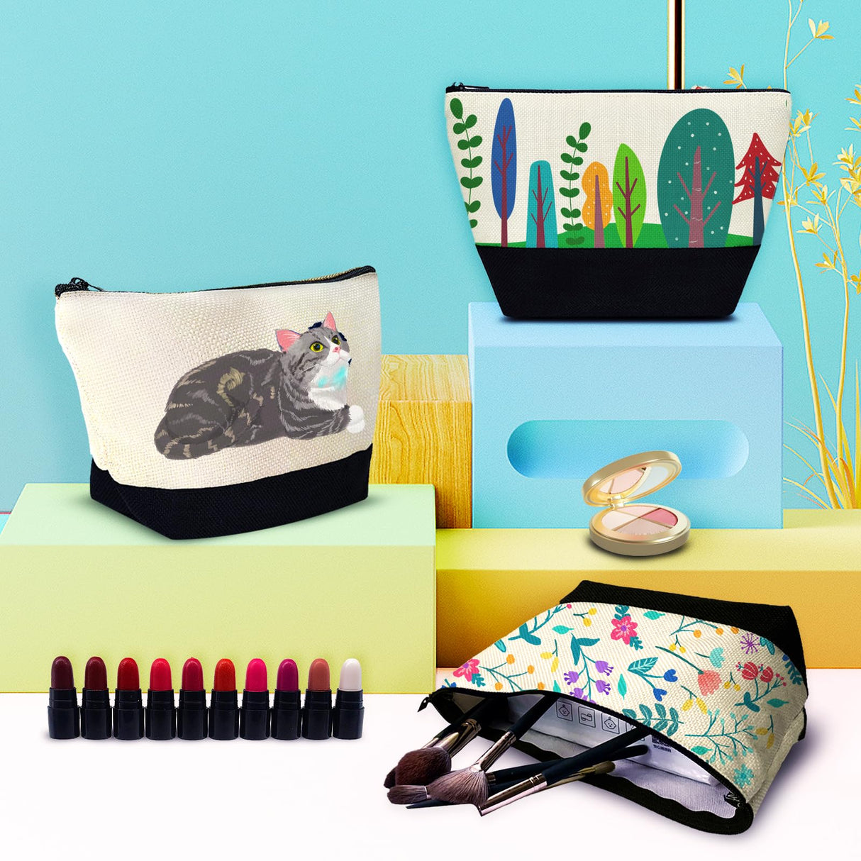 Beclumas 10 Pack 9"x 5.5" Sublimation Blanks Cosmetic Bags,Pencil Bag, Bulk Multi-Purpose DIY Heat Transfer Makeup Bags with Zipper for DIY Crafts Travel and Toiletry Bag Beclumas