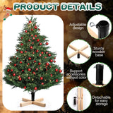 Soaoo Wood Christmas Tree Stand 15.7 Inch Replacement Xmas Tree Stand Base Stable Fake Christmas Tree Base with Thumb Screw Adjustable Fits 0.5 to 1.26 Inch Tree Pole for Artificial Tree (Black Pole) Soaoo