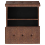 SIMPLIHOME Dover 36 inch Wide Contemporary Square Lift Top Coffee Table Storage Ottoman in Distressed Saddle Brown Vegan Faux Leather, Assembled, for The Living Room, Entryway and Family Room SIMPLIHOME