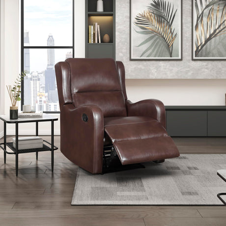 Lexicon Manual Recliner Chair, Reclining Sofa Chair, Home Theater Seating, Wall Hugger, Manual Recliner for Living Room/Office/Apartment, Easy Assembly, Brown Faux Leather Lexicon