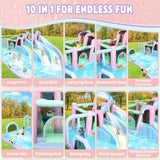 AKEYDIY Inflatable Bounce House Double Slides for Kids, Giant Bounce Castle 21.3FT x14.7FT with Pool, Multiple Game Areas and 950w Blower, for Party Holiday Outdoor Indoor (Dual Slide - Macaron) AKEYDIY