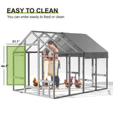 TRYKERPET Chicken Coop Large Wooden Chicken Run, Outdoor Walk in Poultry Cage Chicken Runs for Yard with Cover, Chicken House for Outside Farm Backyard (8' L x 5.9' W x 5.9' H) TRYKERPET