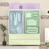 Swyanste White Armoire Wardrobe Closet: 74" Large Wardrobe Closet with 4 Drawers, 4 Door Armoire Wardrobes for Hanging Clothes, Modern Wooden Closets for Bedroom (White) Swyanste