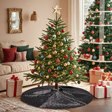 MACTING Christmas Tree Skirt 30 Inch Small Black Glitter Sequin Tree Mat Sparkly Tree Base Cover for Farmhouse Holiday Party Indoor Home New Year Xmas Tree Decorations MACTING