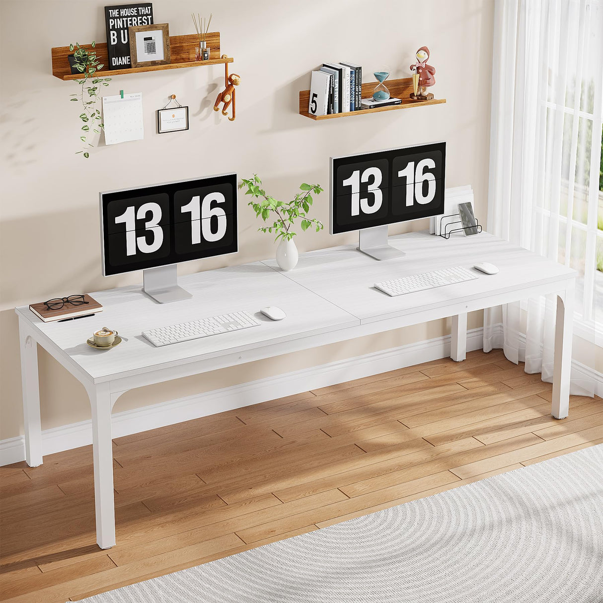 Tribesigns 2-Person Home Office Desk, 78.7" Extra Long Computer Desk, Double Workstation for Home Office, Work Desk for Two People (White) Tribesigns