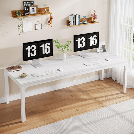 Tribesigns 2-Person Home Office Desk, 78.7" Extra Long Computer Desk, Double Workstation for Home Office, Work Desk for Two People (White) Tribesigns