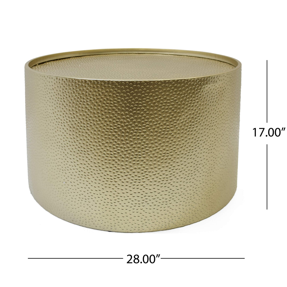 Christopher Knight Home Rache Modern Round Coffee Table with Hammered Iron, Gold, 26. 00” L x 26. 00” W x 17. 00” H Christopher Knight Home