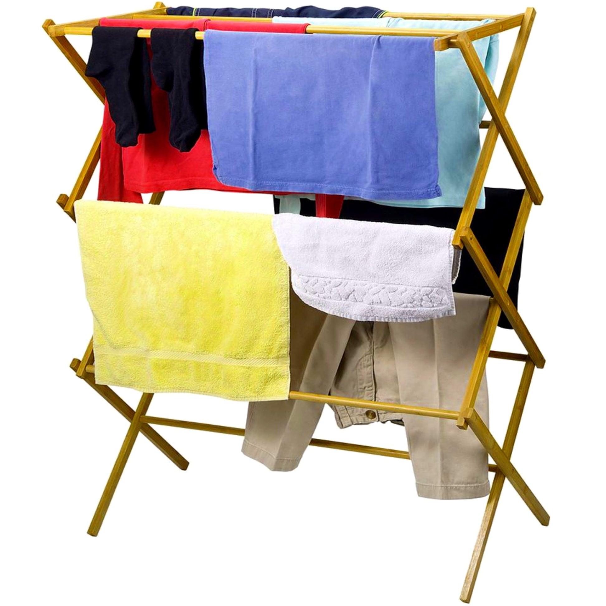 Home-it Wooden Clothes Drying Rack for Laundry - Collapsible Folding Bamboo Laundry Drying Rack for Drying Clothes - Heavy Duty Pre Assembled - WoodArtSupply