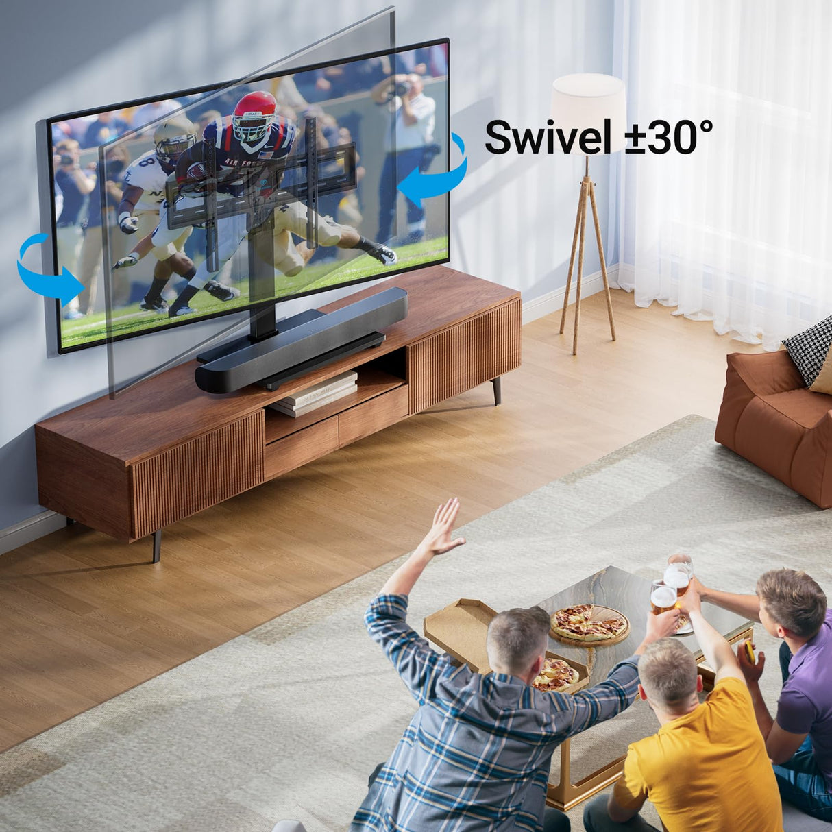 PERLESMITH Universal Swivel TV Stand Base, Table Top TV Stand for 37 to 65,70,75 inch LCD LED TVs, Height Adjustable TV Mount Stand with Tempered Glass Base, VESA 600x400mm, Holds up to 99lbs, PSTVS13 PERLESMITH