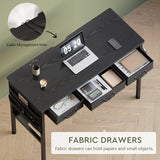 Maihail Small Desk with Drawers for Bedroom, Small Vanity Desk Without Mirror, 39.5inch, Writing Desk with Bookshelf, Computer Desk with Storage Drawers, Vanity Table no Mirror Black Maihail