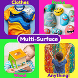 Acrylic Paint Markers Dual Tip (12 Pack) - Acrylic Markers Paint Pens for Rocks - Bold Acrylic Paint Pens Fine Tip and Dot Tip - Fabric Makers Permanent for Clothes Water Based Markers - Chalky Crown CHALKY CROWN